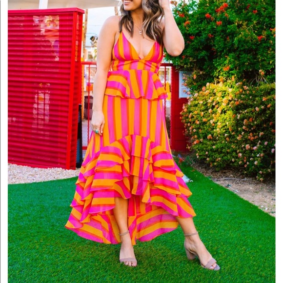 GEORGIA RUFFLED TIERED SLEEVELESS HIGH-LOW DRESS - Picture 4 of 7